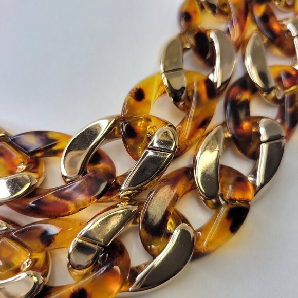 Chunky Brown Gold Choker Statement Necklace - Picture 6 of 11